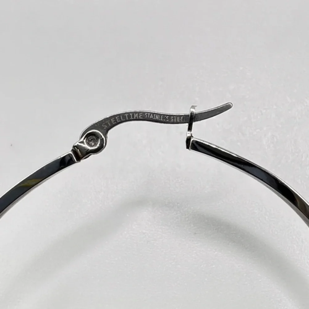 Steeltime Stainless Steel Cross Hoop Earrings Modern Minimalist